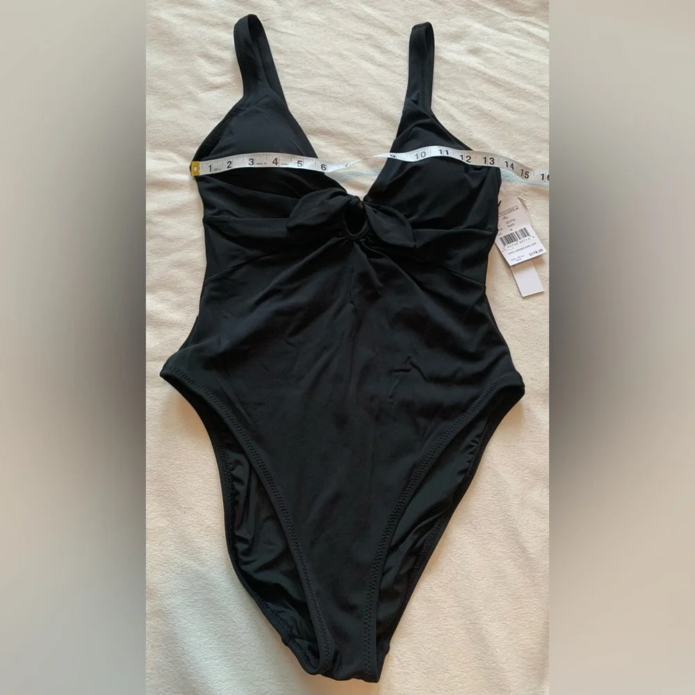 NWT Robin Piccone Black Ava Knot One Piece Swimsuit size 10